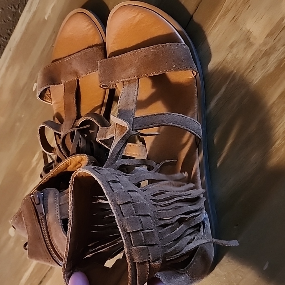 Yellow Box fringe sandals